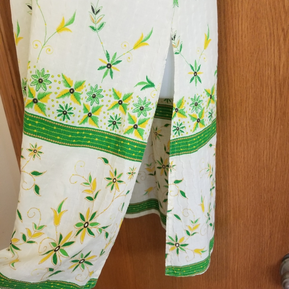 Vintage Boho Embroidered Floral Tunic Shirt L - Picture 3 of 4